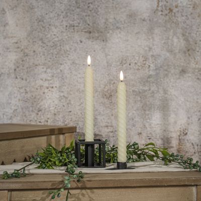 Twisted Cream 3D Flame Taper Candle Set of 2