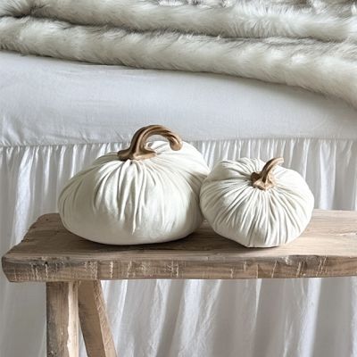 Twisted Stem 5.5 Inch Fabric Pumpkin