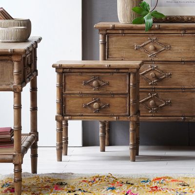 Two Drawer Faux Bamboo Night Stand