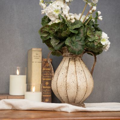 Two Handled Distressed Metal Vase