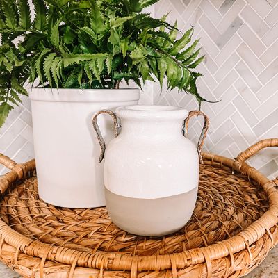 Two Handled Earthenware Vase 6 Inch