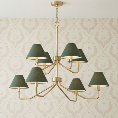 Two Tiered Green Taper Shade Chandelier