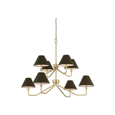 Two Tiered Green Taper Shade Chandelier