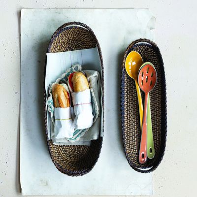 Two Tone Woven Bread Basket Set of 2