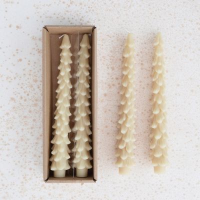 Unscented Tree Shaped Eggnog Taper Candle