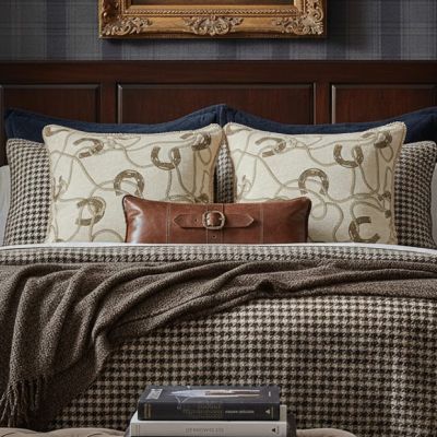 Upscale Ropes and Horseshoes Teddy Backed Throw Pillow Set of 2