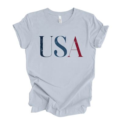 USA Light Blue Cotton Tee