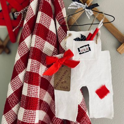 USA Stamped Overalls On Hanger Wall Decor