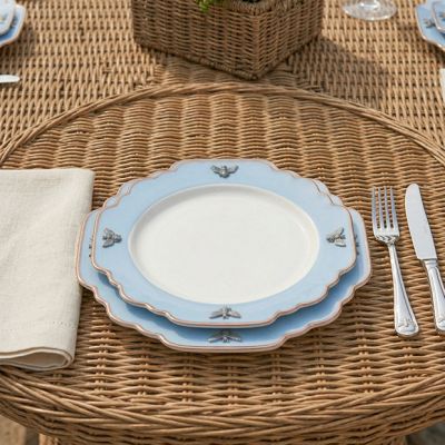 Vagabond House Blue Trim Bee Bone China Dinner Plate