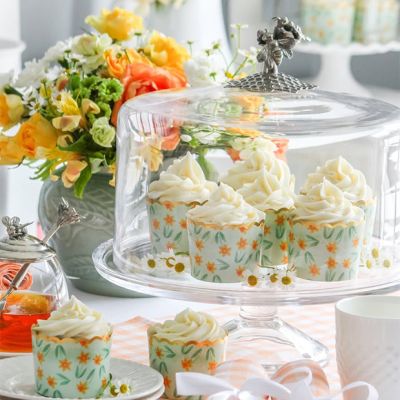 Vagabond House Glass Dessert Stand with Honey Bee Cloche