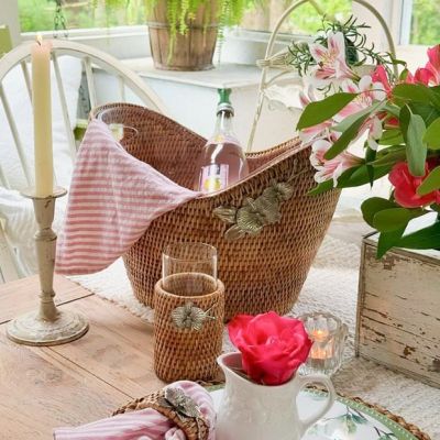 Vagabond House Orchids Wicker Rattan Ice Tub