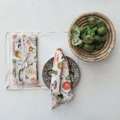 Vegetable Garden Fringed Napkin Set of 4