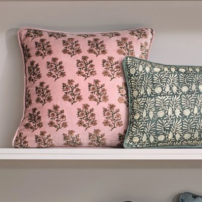 Velvet Block Print Lilac Throw Pillow