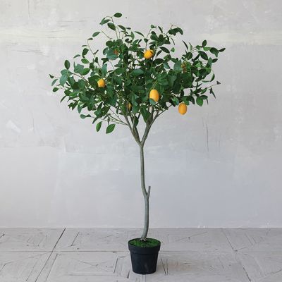 Vibrant Faux Lemon Tree In Pot