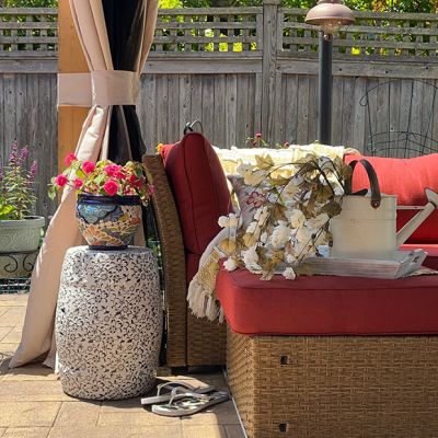 Vine Pattern Ceramic Garden Stool