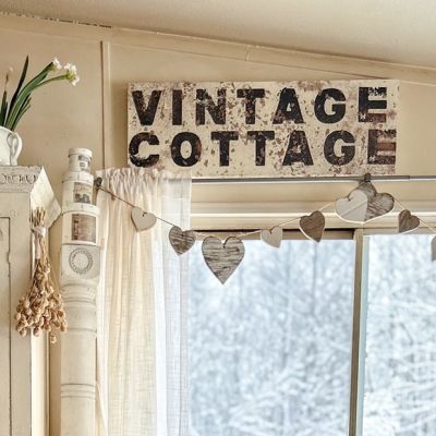 Vintage Cottage Canvas Wall Sign