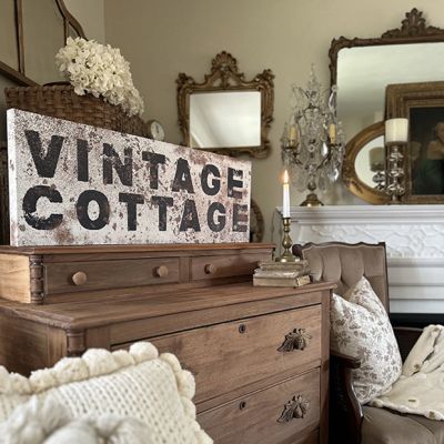 Vintage Cottage Canvas Wall Sign