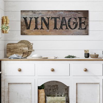 Vintage Faux Wood Canvas Wall Sign