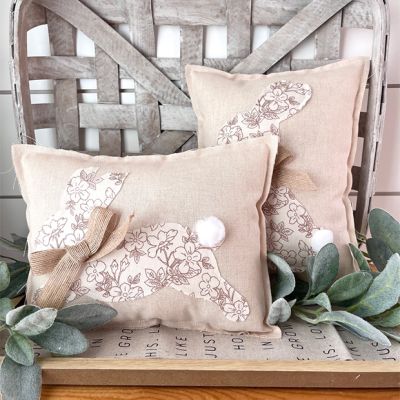 Vintage Floral Bunny Accent Pillow