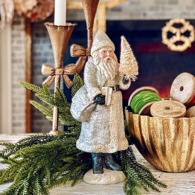 Vintage Glitter Santas Set of 2