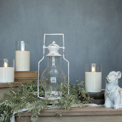 Vintage Inspired Aged White Lantern