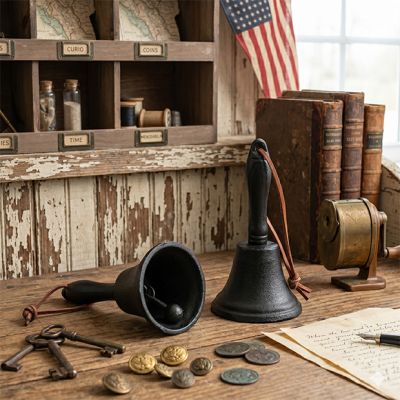 Vintage Inspired Cast Iron Dinner Bell Set of 2