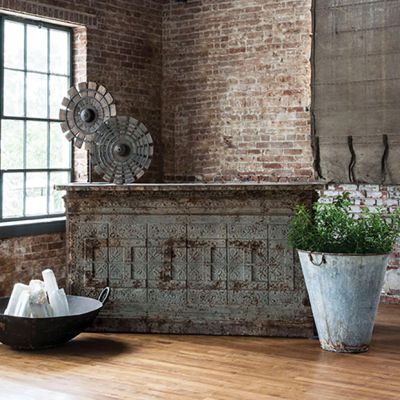 Vintage Inspired Ceiling Tile Counter Bar