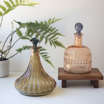 Vintage Inspired Decorative Glass Decanters Set of 2