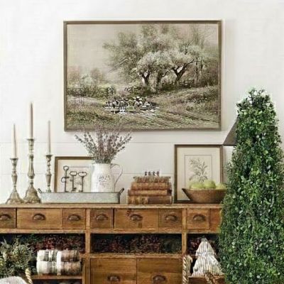 Vintage Inspired Farm Scene Canvas Wall Art