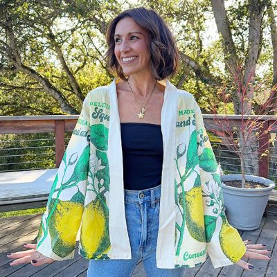 Vintage Inspired Feed Sack Cotton Cardigan