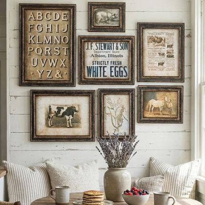 Vintage Inspired Framed Feed Store Print Collection Set of 7