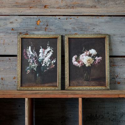 Vintage Inspired Framed Floral Print Set of 2