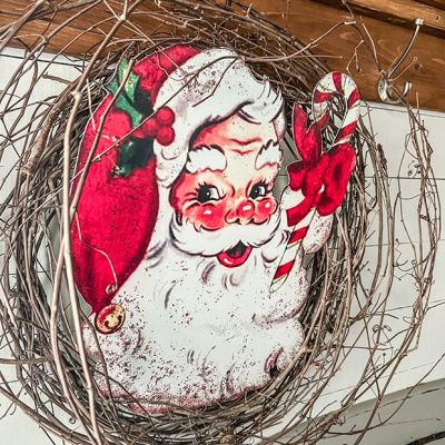 Vintage Inspired Jolly Santa Wall Art