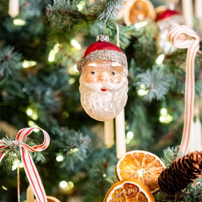 Vintage Inspired Shimmering Santa Ornament