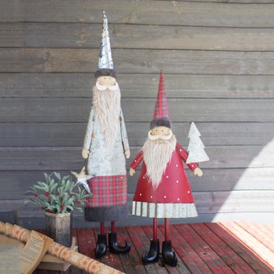 Vintage Inspired Tabletop Bearded Santa Set of 2