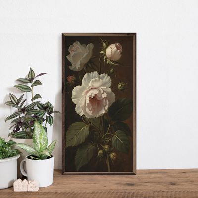 Vintage Ivory Peonies Framed Wall Art