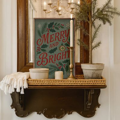 Vintage Merry And Bright Framed Wall Art
