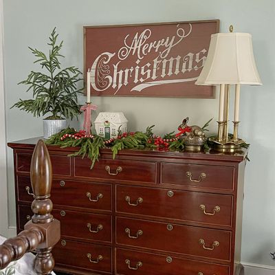 Vintage Merry Christmas Red Wall Art