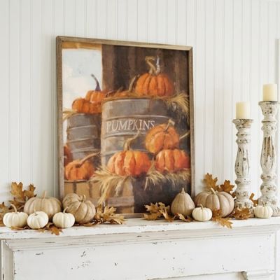Vintage Pumpkins 3 Cans By Nina Blue Wall Art