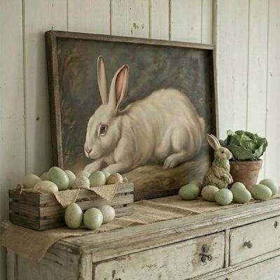 Vintage Rabbit Framed Wall Art