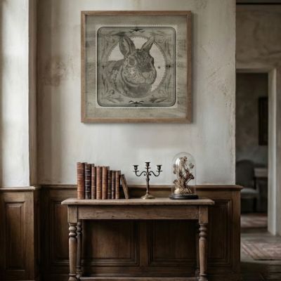 Vintage Rabbit Stamp Framed Wall Art