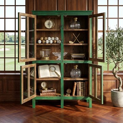 Vintage Reproduction 4 Door Green Storage Cabinet