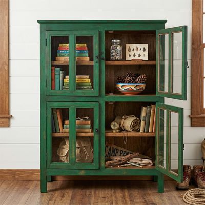 Vintage Reproduction 4 Door Green Storage Cabinet