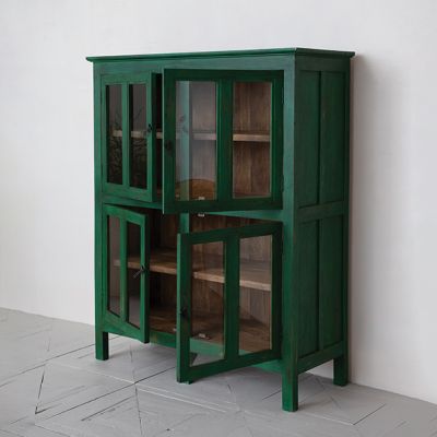 Vintage Reproduction 4 Door Green Storage Cabinet