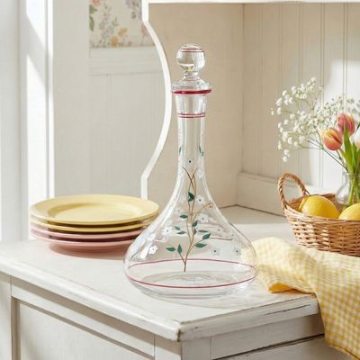 Vintage Reproduction Floral Glass Decanter