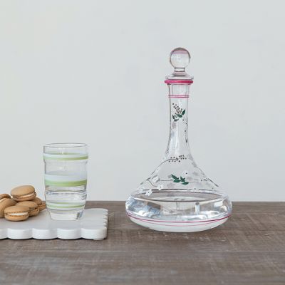 Vintage Reproduction Floral Glass Decanter
