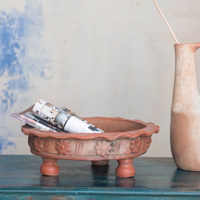 Vintage Reproduction Footed Terracotta Bowl