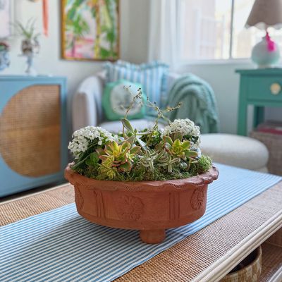 Vintage Reproduction Footed Terracotta Bowl
