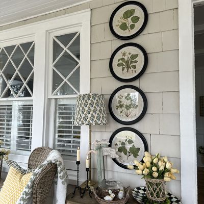 Vintage Reproduction Round Botanical Print Set of 4