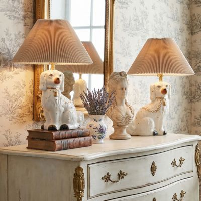 Vintage Reproduction Staffordshire Table Lamp Set of 2